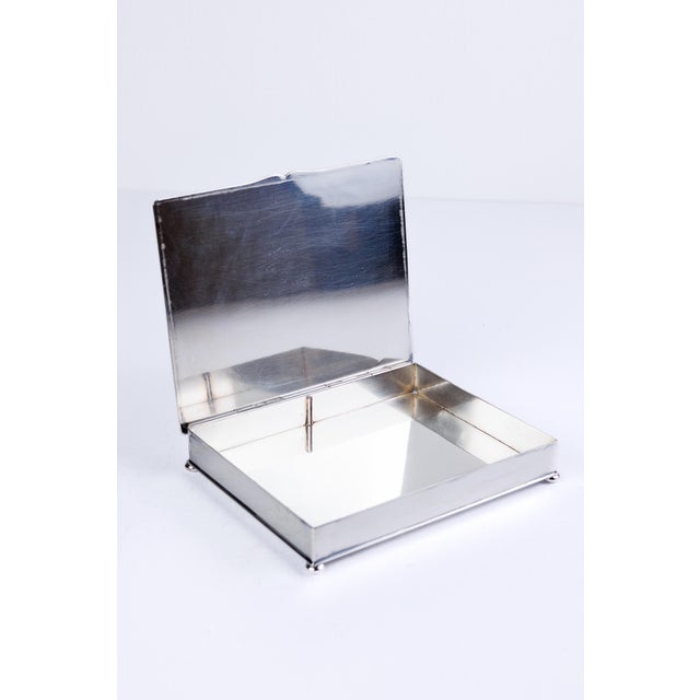 1950s Silver Covered Box With Crest For Sale - Image 4 of 6