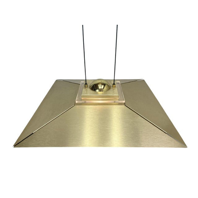Metal Adjustable Square Pendant Light in Brass from Dijkstra, 1980s For Sale - Image 7 of 13