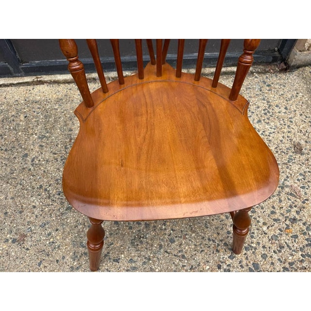 Wood Set of 4 Vintage Windsor Style Spindle Back Dining Chairs For Sale - Image 7 of 15