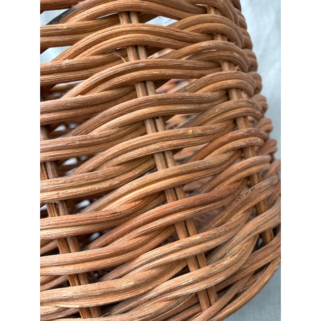 Vintage Large Round Wicker Basket For Sale - Image 4 of 12