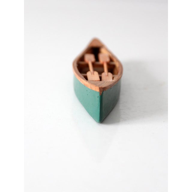 Mid-Century Handmade Wooden Canoe Model For Sale - Image 4 of 13