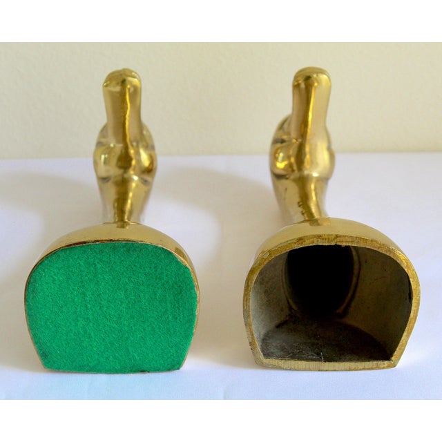 Mid-Century Modern Polished Solid Brass Mallard Duck Head Bookends – A Pair For Sale - Image 16 of 18