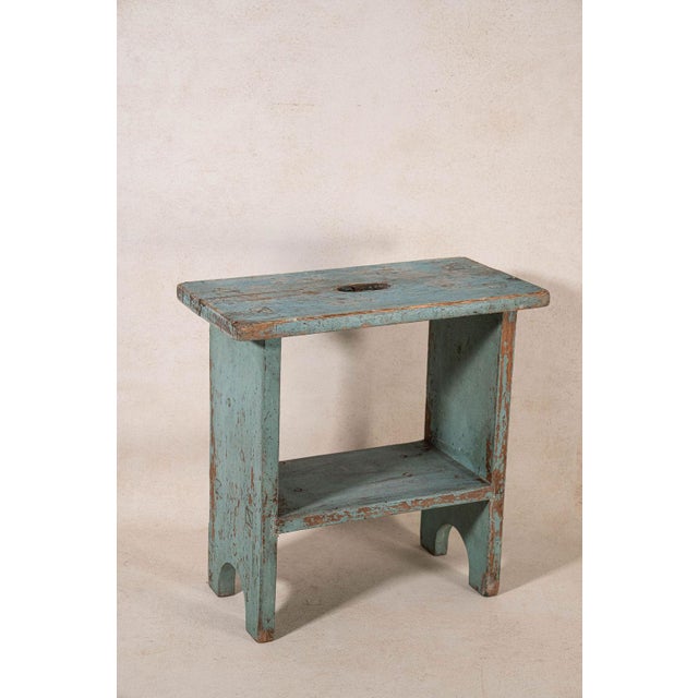 19th Century Painted Blue Joint Stool For Sale - Image 4 of 5