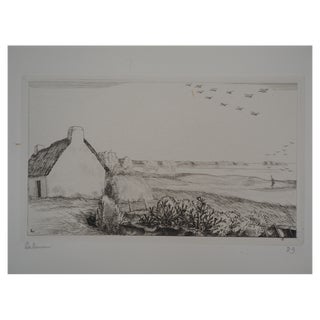 Jean-Emile Laboureur, The Cottage by the Sea, 1928, Original Etching For Sale
