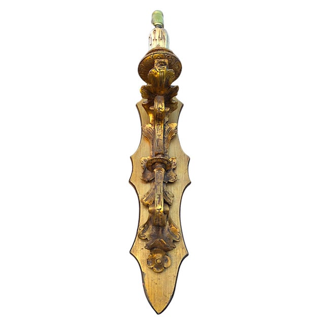 1940s 1940s Rococo Hollywood Regency Style Parcel Gilded Single Candle Wall Sconce For Sale - Image 5 of 6