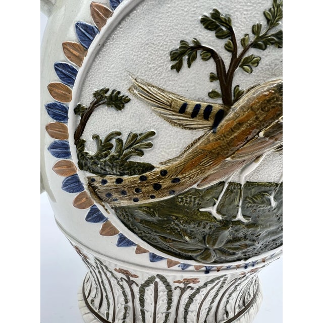 Antique Prattware Polychrome Decorated Pearlware Pitcher With Peafowl, Circa 1820's For Sale - Image 9 of 12