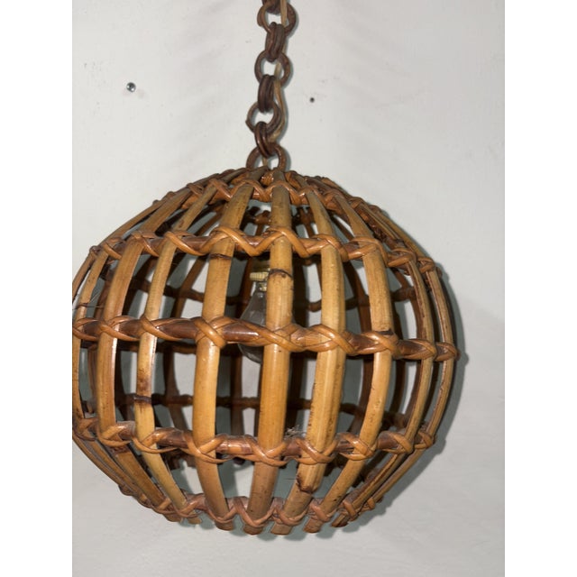 Vintage Pendant Light in Bamboo, 1920 For Sale - Image 6 of 9