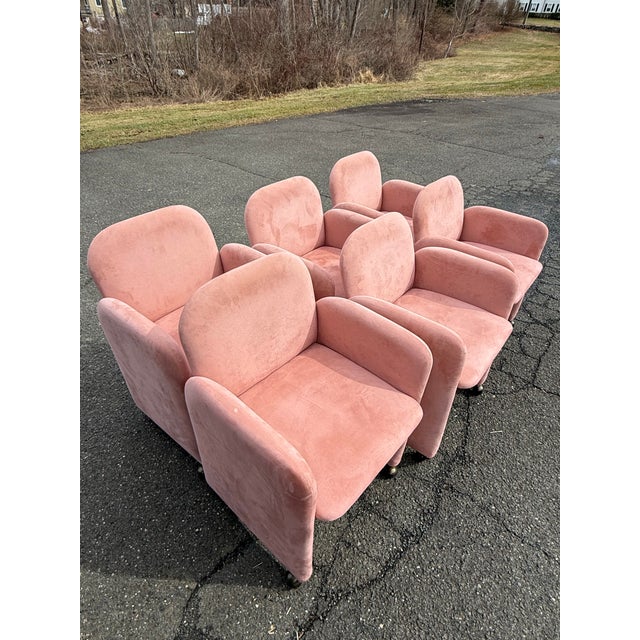 1980 Pink Mauve Suedes Chiclets Style Dining Chairs - A Set of 8 For Sale - Image 9 of 9