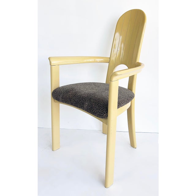 Set of 4 Italian Lacquered Postmodern Armchairs, Animal Print Upholstery For Sale - Image 9 of 18