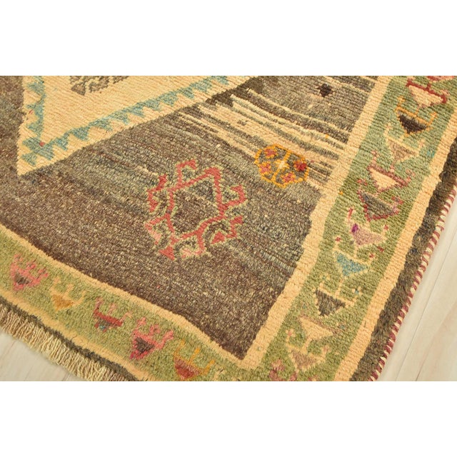Gabbeh Rug 3'5'' X 5'4'' Brown Wool Vintage Tribal Hand-Knotted Oriental Carpet For Sale - Image 4 of 14