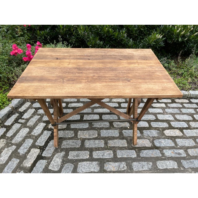 20th Century Adjustable Reclaimed Oak and Iron Drafting Table For Sale - Image 13 of 13
