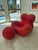 Authentic, iconic Gaetano Pesce chair and ottoman set in red. Ottoman is 21”