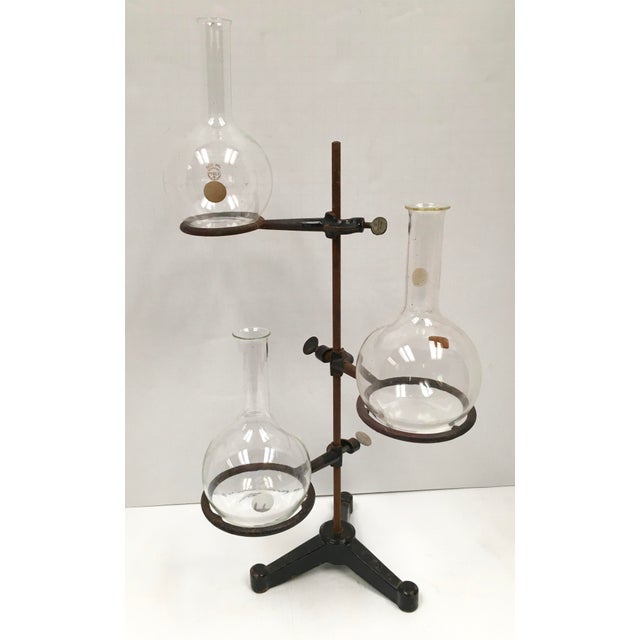 Antique Chemistry Lab Stand With Glass Beakers 4 Pc. Set Chairish