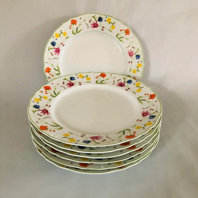 Ceramic Vintage Denby Langley Tea Party China Dinner Plates S/7 For Sale - Image 7 of 7