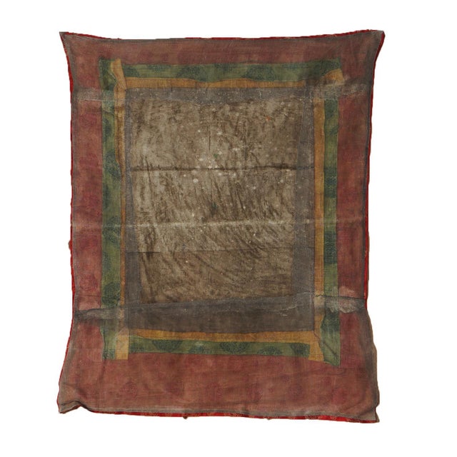 Asian Antique Antique Tibetan Hand Painted Silk and Canvas Thangka with Figures C1920 For Sale - Image 3 of 11