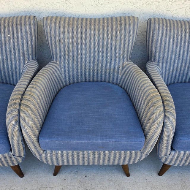 Edward Wormley 1950s MCM Edward Wormley Gio Ponti Style Armchairs Set of 4 For Sale - Image 4 of 18