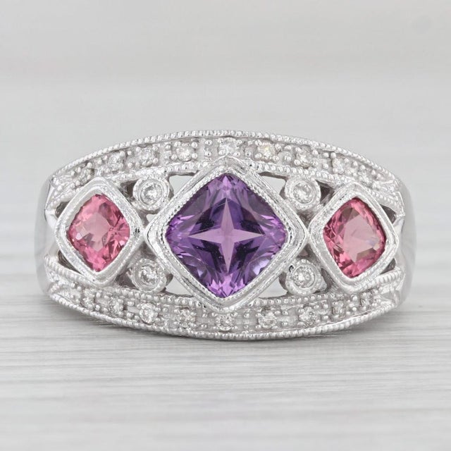 Gemstone Information: - Natural Amethyst - Carats - 0.80ct Cut - Cushion Brilliant Color - Purple - Natural Tourmalines -...