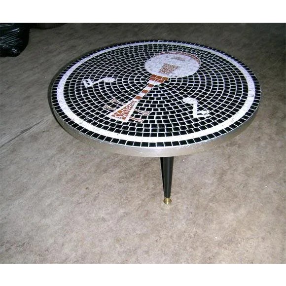 Mediterranean 1950s Vintage Mosaic Tile Top Table For Sale - Image 3 of 7