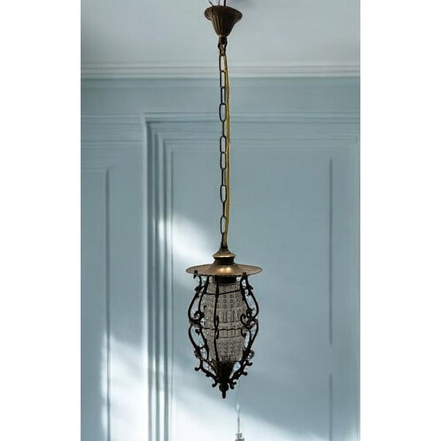 Small Bronze Crystal Light Pendant, 1950s For Sale - Image 4 of 11