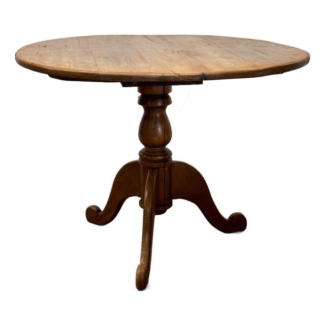 Vintage English Pine Tripod Base Table For Sale