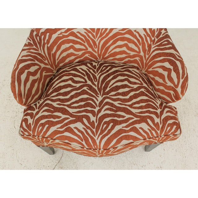 Ethan Allen Modern Design Animal Print Wing Chair & Ottoman Chairish