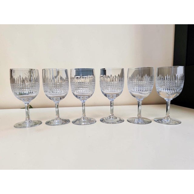 Baccarat Crystal Water Glasses with Nancy Pattern from Baccarat, 1890s, Set of 6 For Sale - Image 4 of 7