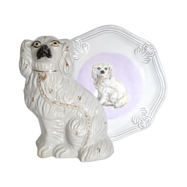 Susannah Carson Floris & Fergus the White Staffordshire Dogs and Their Portraits by Susannah Carson For Sale - Image 4 of 12