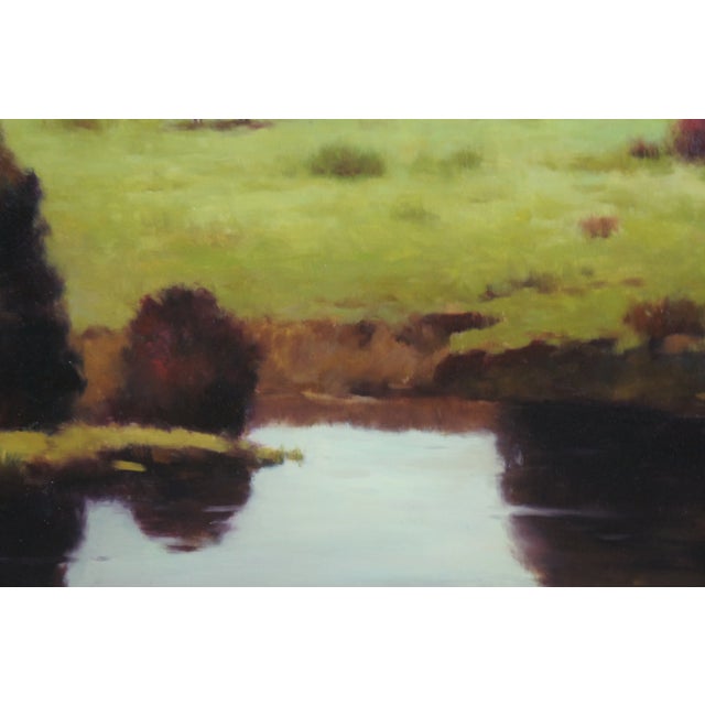 Bonnatt Pastoral Country Farmhouse Landscape Oil Painting on Canvas 71" For Sale - Image 6 of 12