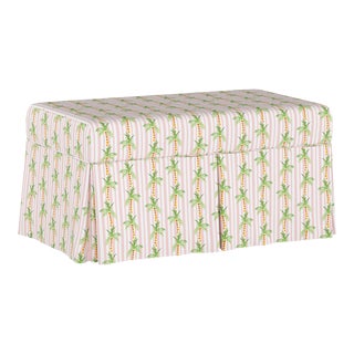 Gray Malin x Cloth & Co Taylor Storage Bench in Pink Palm Tree Stripe For Sale