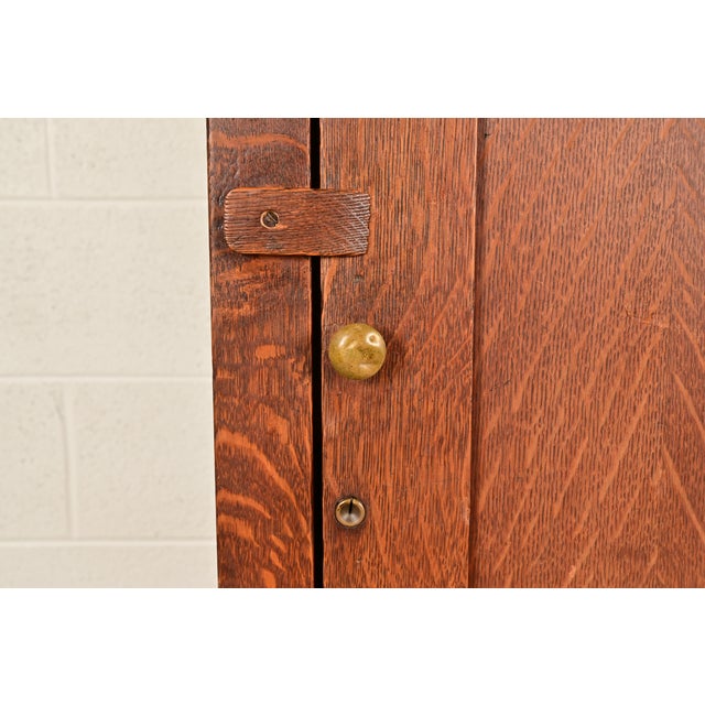 Wood Stickley Brothers Style Antique Mission Oak Arts & Crafts Armoire Dresser or Linen Press, Circa 1900 For Sale - Image 7 of 12
