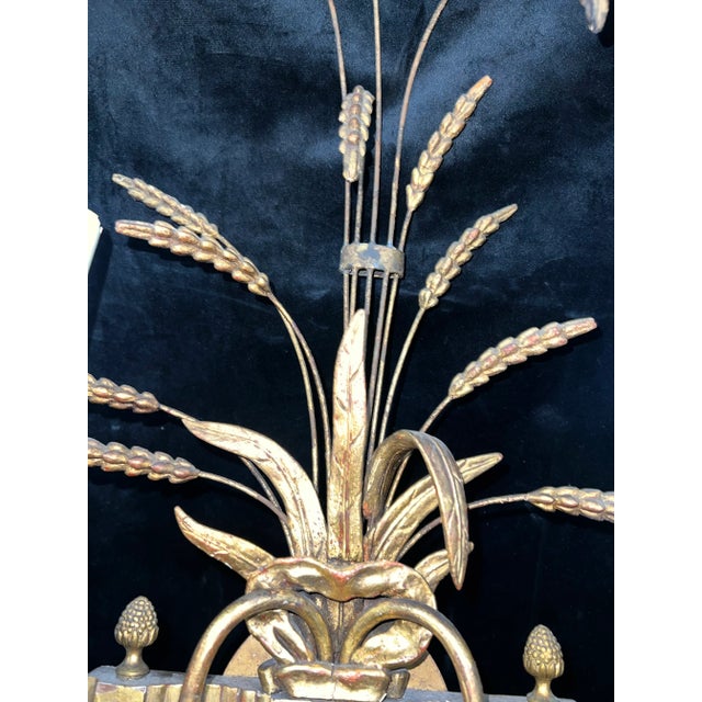 Wood 1920s Rococo Style French Guilt Wood Sconces With Bushels of Wheat Details - a Pair For Sale - Image 7 of 12
