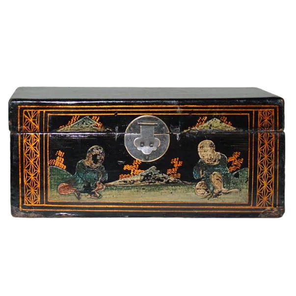 Hand Painted Vintage Chinese Jewelry Box For Sale