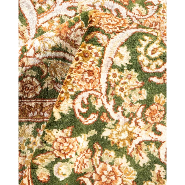 Textile Mogul, One-of-a-Kind Hand-Knotted Area Rug - Green, 4' 1" x 6' 3" For Sale - Image 7 of 8
