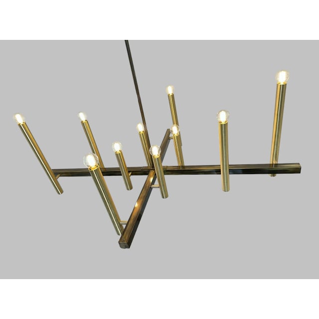 10 Light Handmade Pure Raw Brass Modern Chandelier For Sale - Image 9 of 10