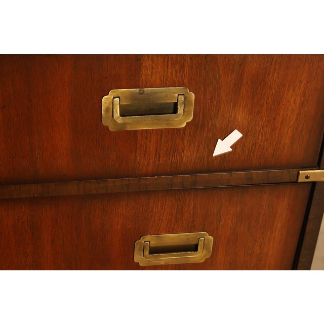 Lane Campaign Style Walnut Chest Of Drawers For Sale - Image 12 of 18