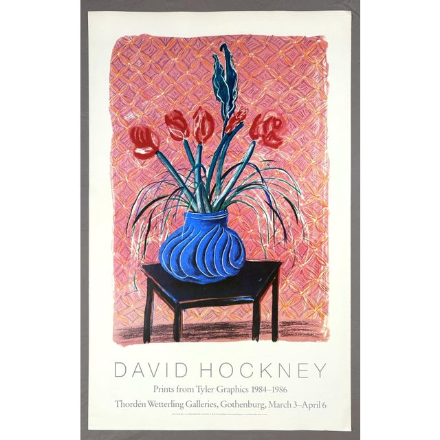 David Hockney Amaryllis in Vase Large Original 1986 Swedish Exhibition Poster For Sale - Image 10 of 10