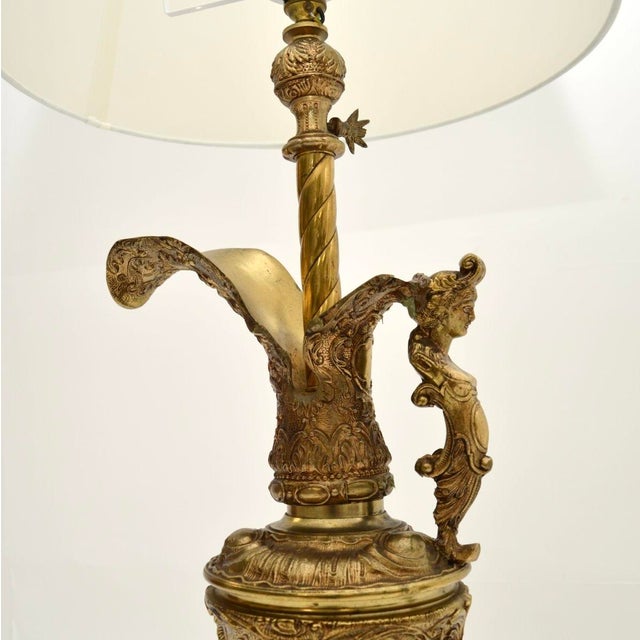 1930s Vintage French Gilt Metal and Marble Table Lamps, 1930s, Set of 2 For Sale - Image 5 of 11