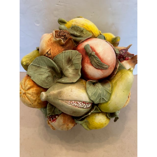 Italian Large Italian Ceramic Fruit Compote Centerpiece For Sale - Image 3 of 10
