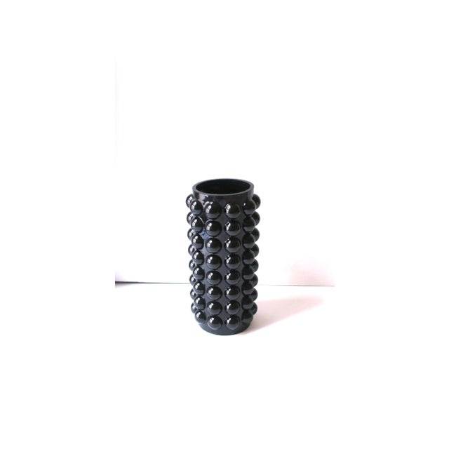 Glass Black Glass Vase With Ball Sphere Design in the Modern Deco Style For Sale - Image 7 of 7