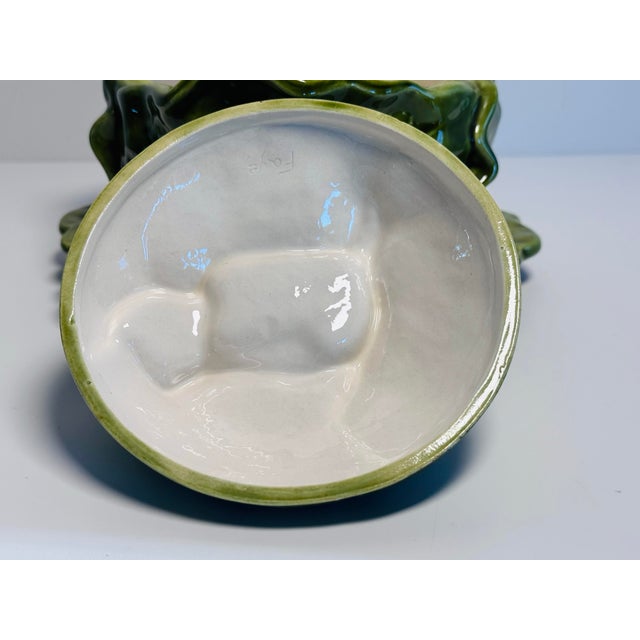 Mid-Century Modern Vintage 1970s Ceramic Cabbage Covered Bowl & Underplate, Holland For Sale - Image 3 of 8