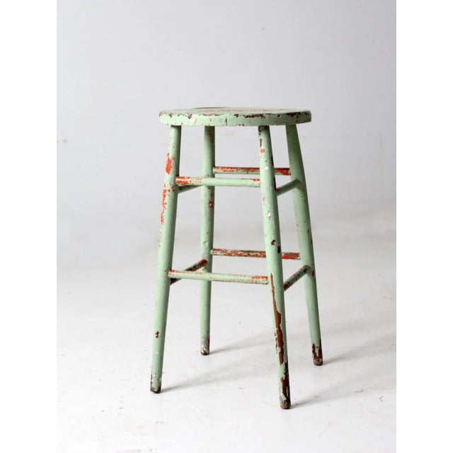 Antique Painted Wood Stool For Sale - Image 4 of 12