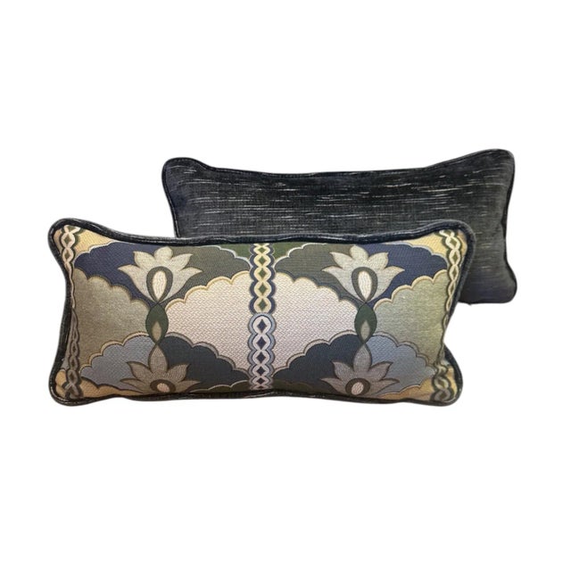 Pair of Luxurious Patterned Lumbar Pillows For Sale In Phoenix - Image 6 of 10