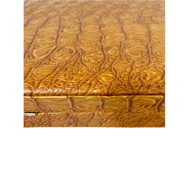 Vintage Mid-Century Backgammon Game Set Faux Crocodile Travel Case For Sale - Image 13 of 18