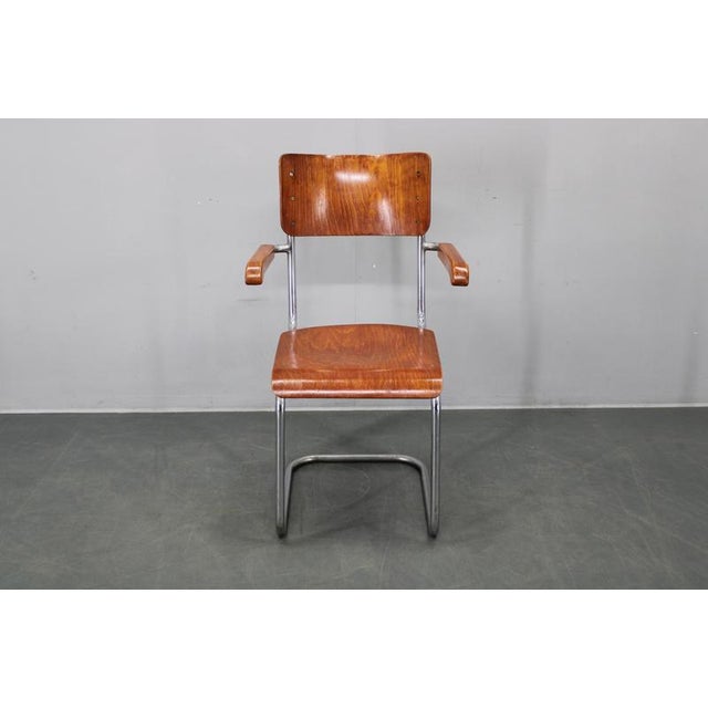 Bauhaus Cantilever Armchair in Chrome Tubular Steel and Beech, 1930s For Sale - Image 4 of 18