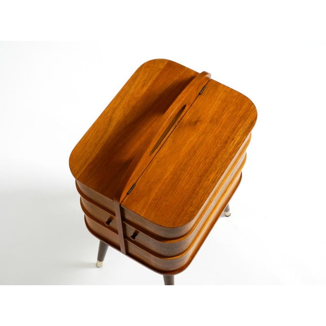 Mid-Century Modern Sewing Box with Teak Veneer and Many Compartments, 1950s For Sale - Image 14 of 18