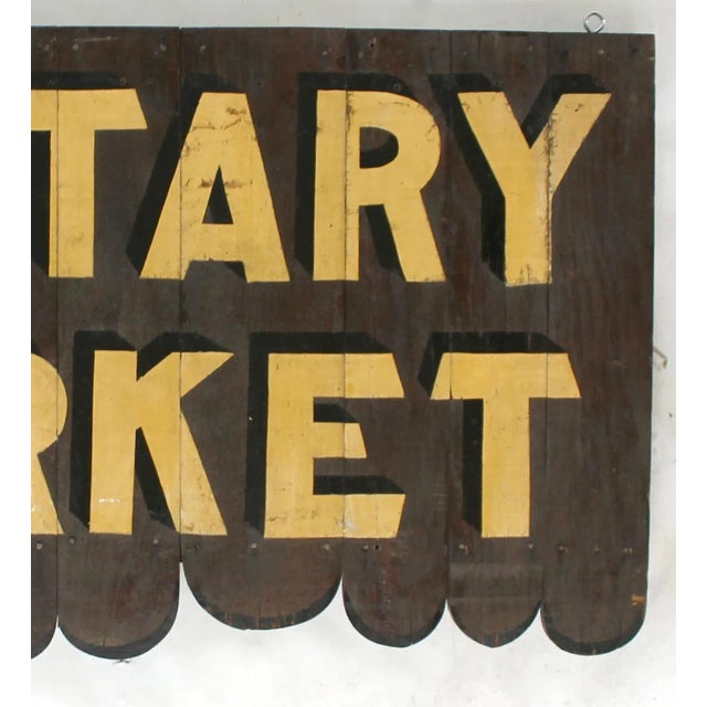 Farmhouse 1940s Vintage Wood Sanitary Market Sign For Sale - Image 3 of 5