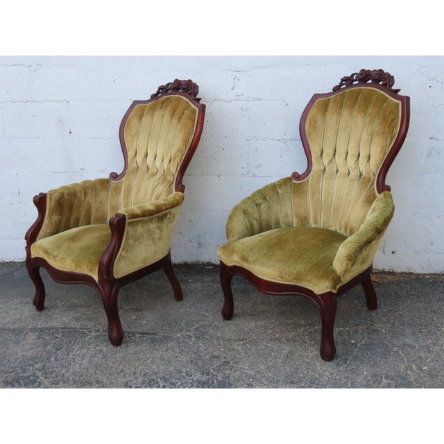Victorian Style Carved Side Chairs a Pair 6361 For Sale - Image 11 of 14