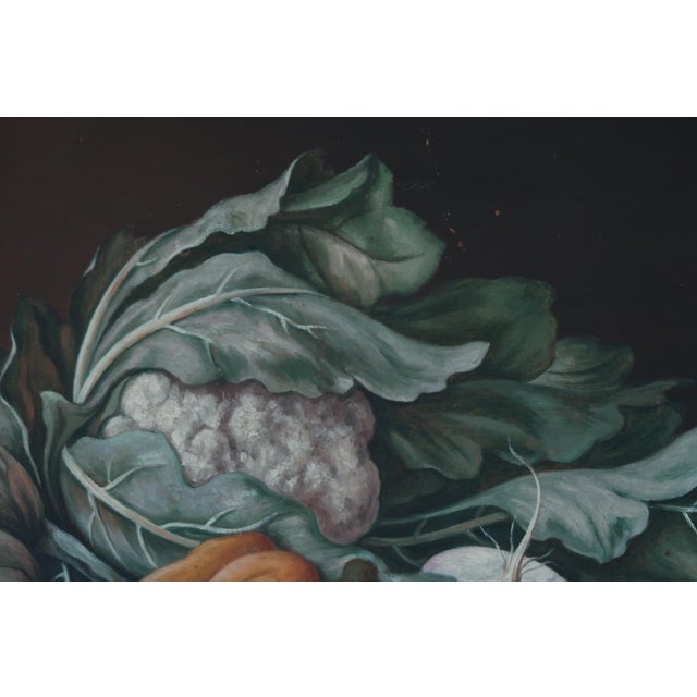 Cream Vintage Italian Still Life Painting on Wood Panel – Antique Framed Vegetable Still Life – Turin Italy – Decorative Art For Sale - Image 8 of 12
