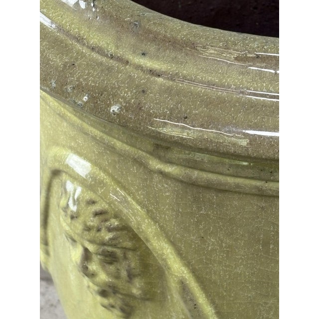 Mid 20th Century Large French Anduze Garden Urn in Green Glaze For Sale - Image 5 of 10