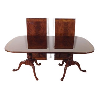 Drexel 18th Century Collection Ball & Claw Inlaid Banded Dining Table W Two Leaves For Sale